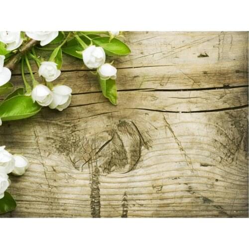 Planks Backdrop Wooden Board and White Rose Photography Background Holiday Celebration Photo Booth Studio Decor