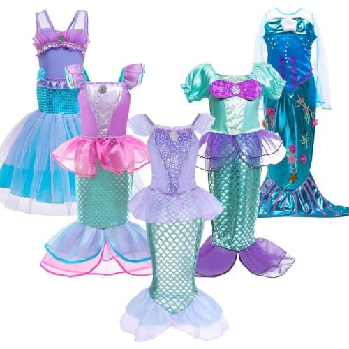 Little Mermaid Dress Kids Little Girls New Year Costume Princess Costume Children Ariel Girl Clothes for Carnival Fairy Dress