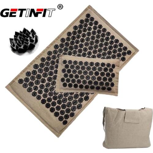 Getinfit Acupuncture Mat Massage Pillow Cushion with Bag Acupressure Mat Yoga Massage Pad Back Relieve Stress Pain Body
