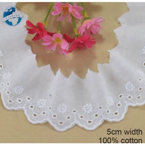 5cm Width Cotton Embroidey White Lace Sewing Ribbon Guipure African Lace Fabric Trim Wedding DIY Garment Accessories#4251