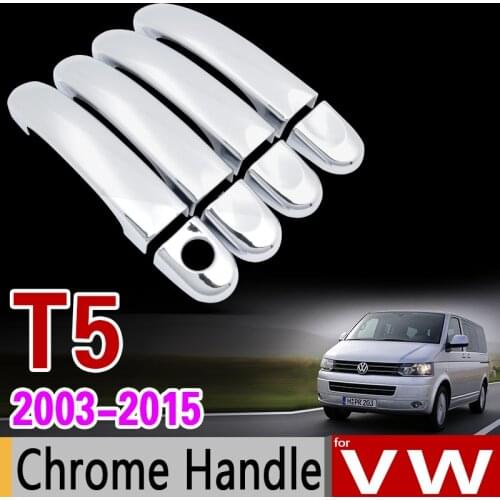 For VW T5 Chrome Handle Cover Trim Set for Volkswagen Transporter Caravelle Multivan California Accessories Stickers Car Styling