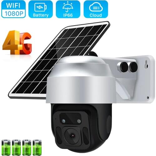 4G SIM Card 1080P IP Camera WIFI Outdoor 8W Solar Panel 12000mAh Battery Security Camera PTZ CCTV Camera Smart Security Monitor