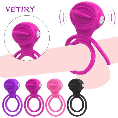 Penis Ring Vibrator Cock Ring Tongue Clitoris Licking for Women Delay Ejaculation Sex Toys for Men G-spot Stimulator Sex Product