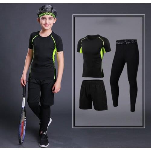 Kids MMA T-shirts+Pants Set Rashguard For Boy Children Sportsuit Fitness Gym MMA Clothing Compression Tights Muay Thai Shorts