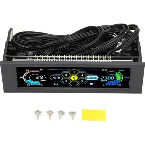 Computer Temp Monitor PVC Lens Panel Display 5 Sets Fan Temperature Controller for Computer PC Case Accessories