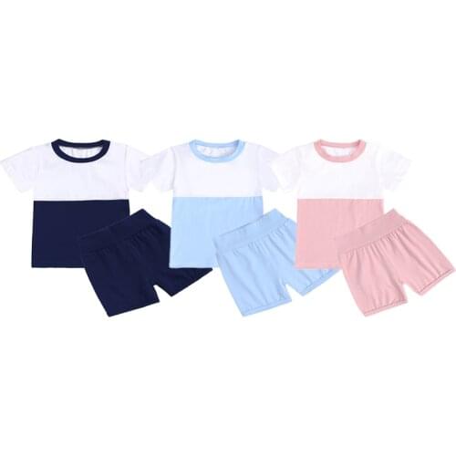 Summer Tracksuits for Children Toddler Baby Boy Girls Clothing Sets Patchwork Soft Top+Shorts for Girls Teens Homewear Set 2pcs