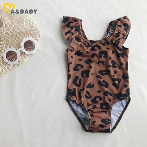 Ma&Baby 6m-5Y Summer Baby Kid Girls Leopard Swimsuit Ruffles Swimwear Children Kids Beachwear Bathing Suit