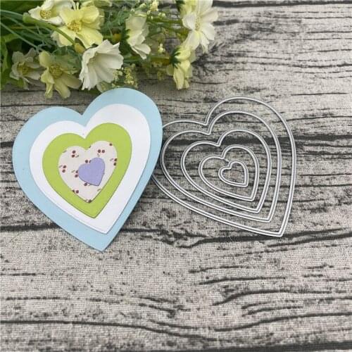 5Pcs heart Card Frame metal cutting dies mold Round hole label tag Scrapbook paper craft knife mould blade punch stencils dies