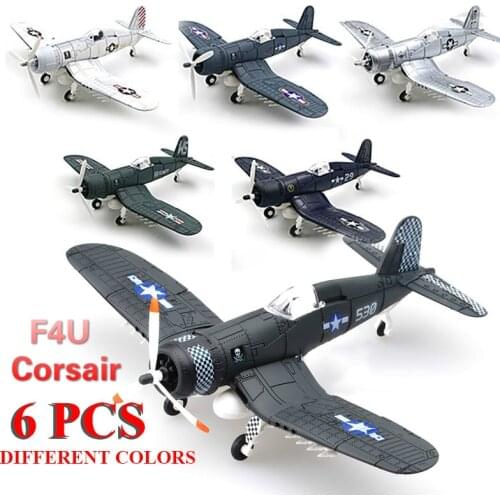 6Pcs/Set DIY Military F4U Corsair Fighter Model Kit Toys For Children Assembly Airplane Diecast Educational Toy For Boy Kid Gift