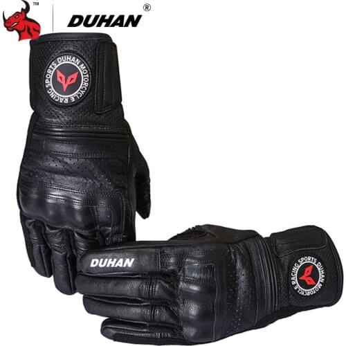 DUHAN Motorcycle Gloves Breathable Motocross Off-Road Guantes Moto Cowhide Leather Motorcycle Gloves Windproof Cycling Gloves
