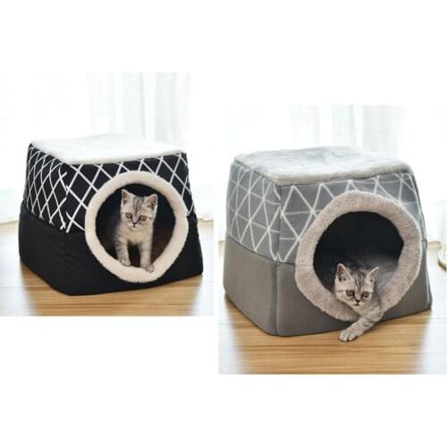 Soft Cat Cave House for Pet Cozy Pet Bed Cats Dog Nest Kennel Sleeping Bag Mat Pad Tent Pets Winter Warm Beds 2 Size 2 Colors