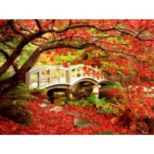 Round Full Diamond Painting Autumn Cross Stitch Kit 5D DIY Mosaic Embroidery Landscape Tree Full Square Rhinestone Crafts Gift