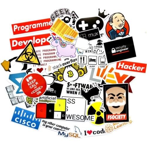40 Pieces/set SQL Programming Geek Hacker Bitcoin developer Language APP Logo Funny Laptop Phone waterproof Stickers