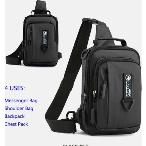 4 USES Nylon Backpack Rucksack Knapsack For Men Cross Body Bags Travel Male Fashion One Shoulder Messenger Chest Pack Bag New