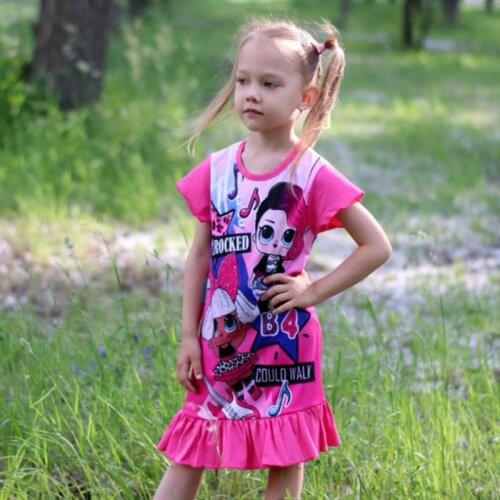 New Summer princess dress ruffles style kids clothing girls Cartoon print dress baby girl clothes