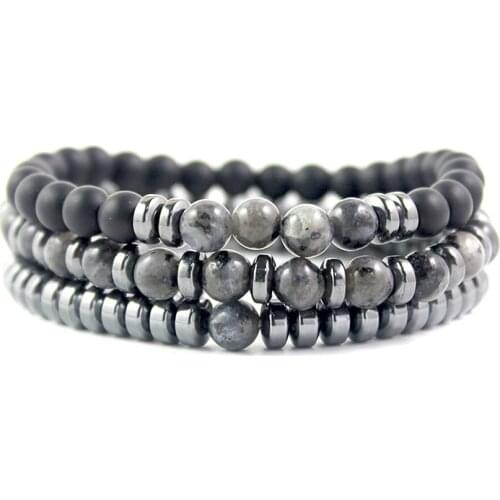 New Arrival 3 layers Handmade Beaded Hematite Beads Bracelet Natural Stone Mens Fashion Gift