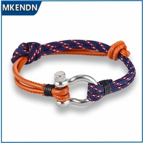 New Arrival Fashion Jewelry Navy Style Sport Camping Parachute Cord Survival Bracelet Men with Stainless Steel Shackle Buckle