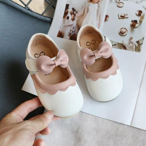 New Bowknot Leather Shoes Girls Baby Shoes 1-8 Years Old Non-Slip Soft Sole Spring Little Girls Single Shoes