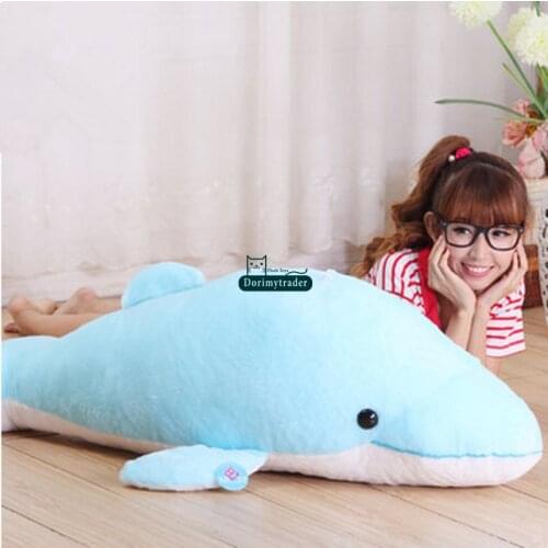 Dorimytrader 35'' / 90cm Giant Plush Soft Animal Dolphin Toy Stuffed Cartoon Whale Doll Pillow Gift Free Shipping DY61230