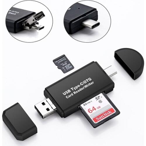 Type C & micro USB & USB 3 In 1 OTG Card Reader High-speed USB2.0 Universal OTG TF/SD for Android Computer Extension Headers