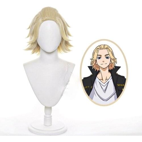 30cm Anime Tokyo Revengers Manjiro Sano Cosplay Wig Light Blond Short Hair Heat Synthetic Fiber Hair Role Play Men Wig