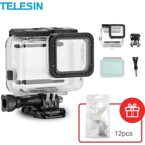 TELESIN 45M Underwater Housing Waterproof Case + Touchable Cover for Gopro Hero 5/ 6 Hero 7 Black Camera Accessories