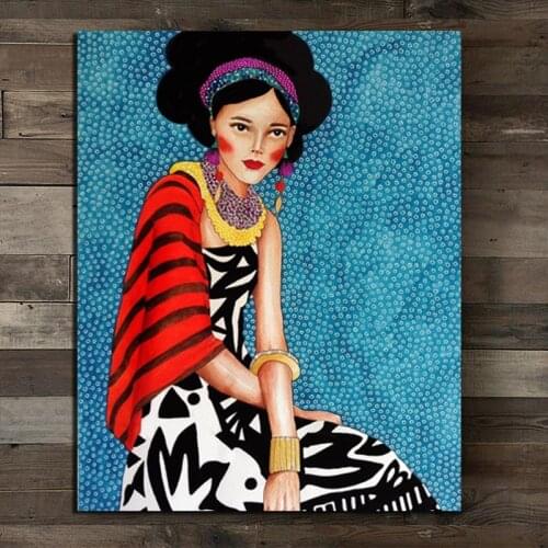Nordic Poster Wearing Earrings Girl Cuadros Canvas Painting Print Living Room Home Decor Modern Wall Art Oil Painting Poster