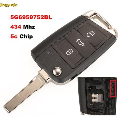 Jingyuqin Remote Car Key Control 434Mhz 5C Chip For VW TAYRON T-ROC Tiguan Flip Keyless-Go Fob 5G6959752 BL Genuine Part