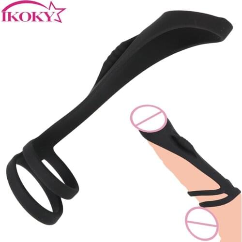 Silicone Delay Ejaculation Penis Enlargement Sex Toys for Men Cock Ring Third Ring Penis Ring