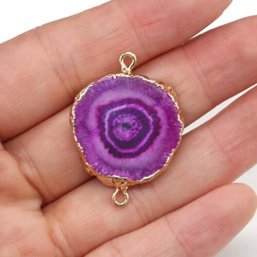 Natural Stone Double hole Connectors Irregular Agate Pendant for jewelry making DIY necklace bracelet accessories 15x20-20x30mm