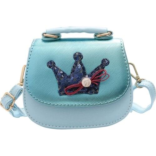 PU Children Crossbody Bag Kids Kindergarten Messenger Bag Crown Sequins Toddler Shoulder Bags Fashion Baby Coin Purse for Girls