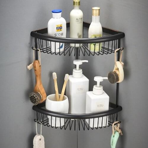 Corner Shelf Brass Bathroom Shower Rack Black Bath Shower Shelf Bath Shower Caddy Rack Holder Wall Mounted Bathroom shelf