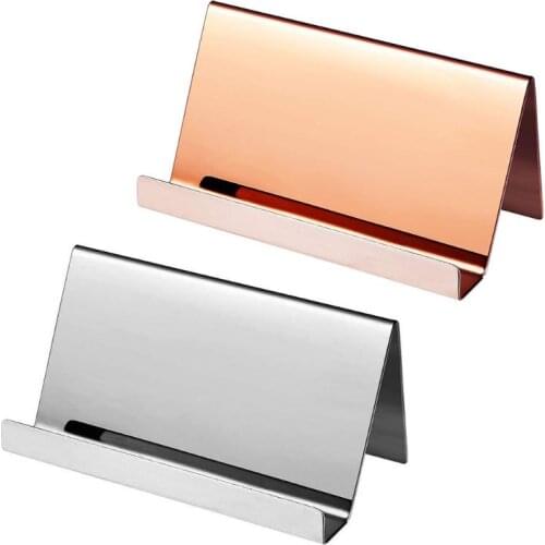 High-End Stainless Steel Business Name Card Holder Display Stand Rack Desktop Table Organizer 2 Colors #723