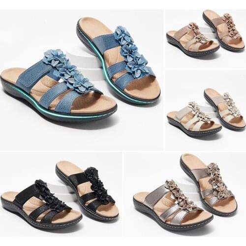 Chanclas de verano para mujer, sandalias romanas de costura, zapatos de plataforma plana correctiva elástica, novedad de verano