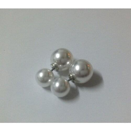 2019 hotHigh quality bright pearl 17 kinds of color double side stud earrings for women plated silver earrings jewelry wholesale