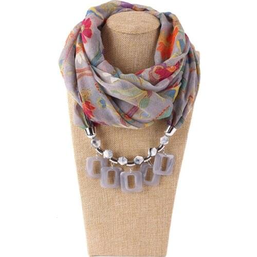 Womans scarf handkerchief chiffon hijab hair scarf amber necklace headscarf alek resin effect jewellery pendant free shipping
