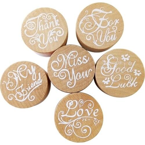 1 pcs/lot Vintage Wishes Round Wooden Rubber Stamps For DIY Scrapbooking Decoration Embossing Craft 6 designs for choose