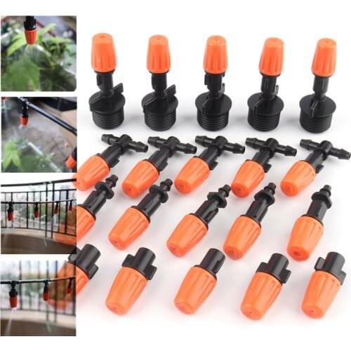 10~100pcs Micro Drip Irrigation System Atomizing Nozzles+Joints Automatic Watering Kits Garden Irrigation Adjustable Nozzle