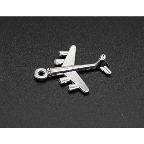 10PCS charm 28*23mm aircraft silver DIY alloy jewelry accessories
