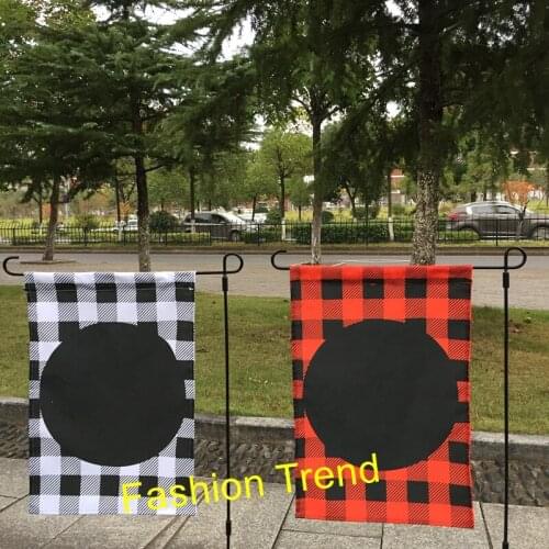 100pcs/lot 2018 New design fashion high quality Monogram Blank Christmas Buffalo Plaid Garden Flag DIY yard flags