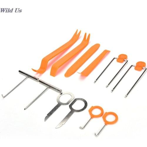 12pcs Auto Car Radio Door Clip Panel Trim Dash Audio Removal Installer Pry Tool Yellow color