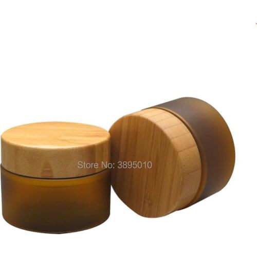 150ml matte brown color PET cream jar with bamboo lid, plastic PET mask cream jar with bamboo cap F388