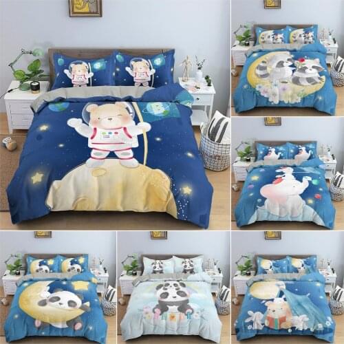 Cartoon Animal Pattern Duvet Cover Bedding Set For Children Bedroom Single Twin Queen Bedclothes Pillowcase Home Textile 2/3Pcs