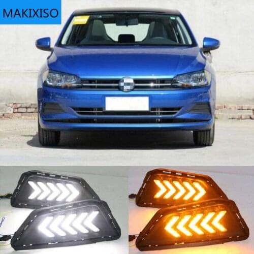 3 Color LED DRL Day Light for VW Polo 2019+ Daytime Running Light 3Y Driving Lamp with Dynamic Turn Signal + Blue Mode