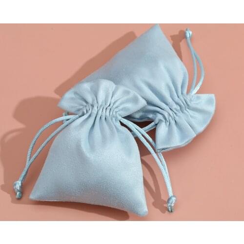 50pcs Light Blue Velvet Packing Pouches Drawstring Packaging Bag Jewelry Making Display for Wedding Decoration Favor Gift Bags