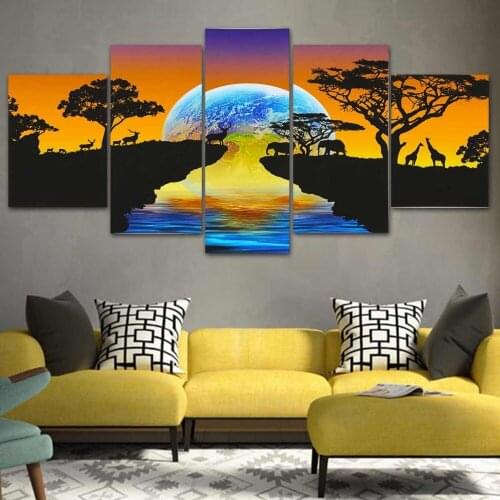 5d DIY handmade Diamond Embroidery Africa Elephant diamond mosaic 5pcs set diamond painting cross stitch christmas gift Murals