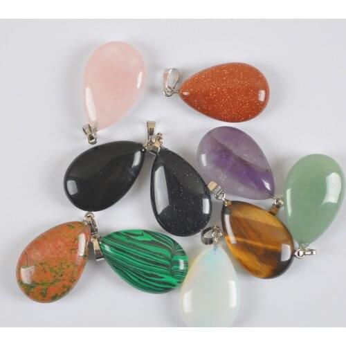 Aventurine/Crystal/Carnelian/Sandstone/Unakite/Opal/Malachite/Rhodonite Pendant Water-drop Jewelry For Woman Gift S3045-S3055