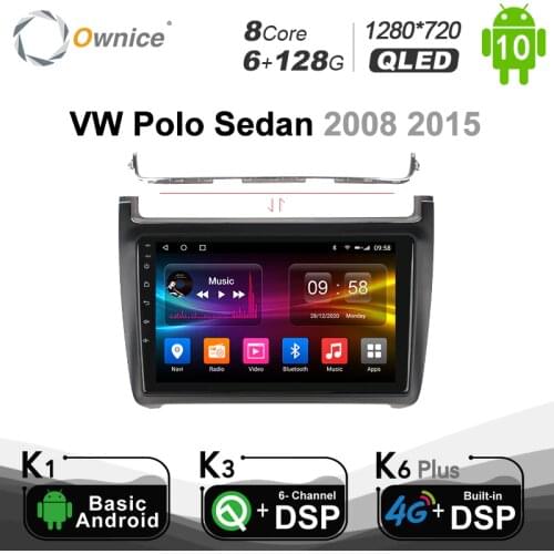 Ownice Android10.0 6G+128G 1280*720 GPS Navi Car DVD player for Volkswagen VW polo sedan 2008 2015 4G LTE DSP Optical SPDIF