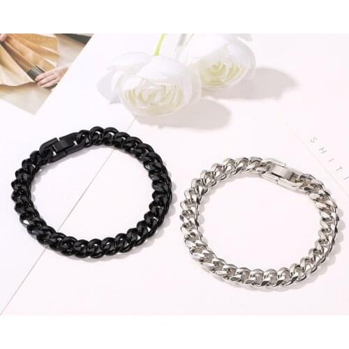 Korea Alloy Thick Chain Hip Hop Bracelet for Men and Women Unisex Simple Punk Hand Jewelry Cool Girl Gift New 2021