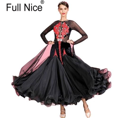 Black and Red color Luxurious dress Ballroom Dance Dress Modern Dance Flamenco Waltz Dress Standard Practice Wear Competition